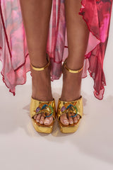 AZALEA WANG PASQUALE GOLD IGUANA EMBELLISHED SANDAL