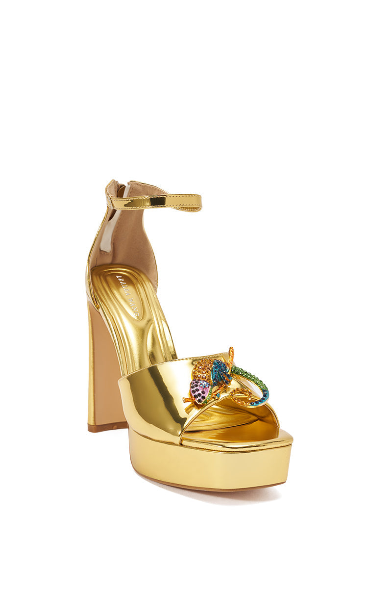 AZALEA WANG PASQUALE GOLD IGUANA EMBELLISHED SANDAL