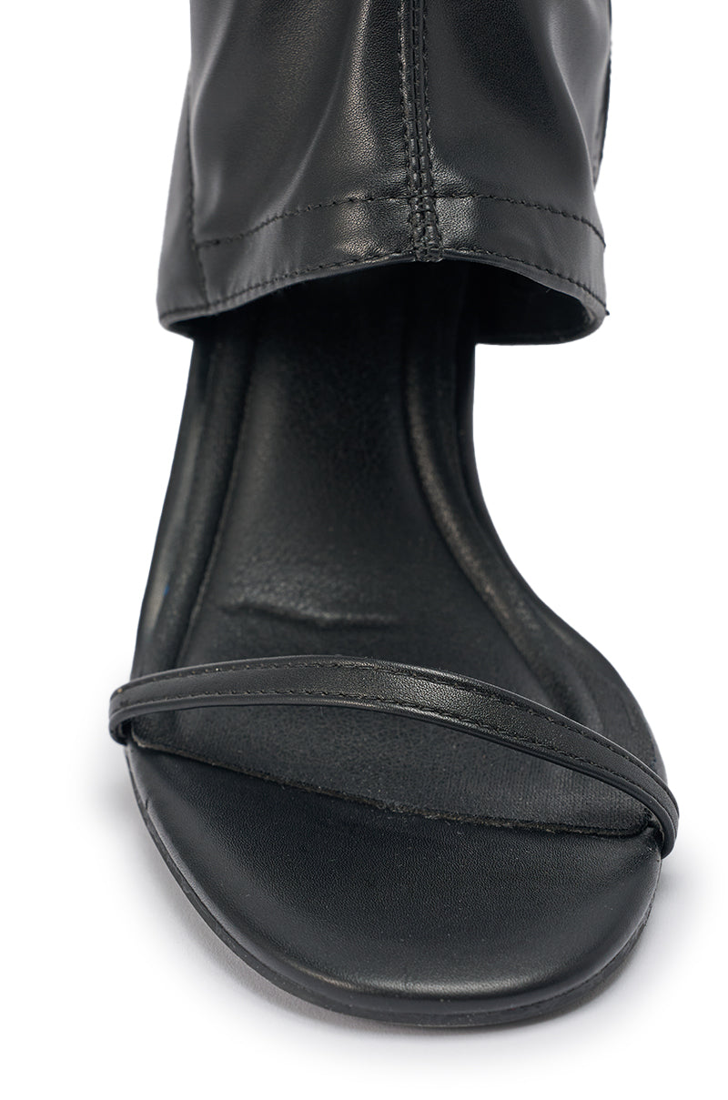 AZALEA WANG RAGNAR BLACK CHUNKY STRETCH PU OVER THE KNEE BOOT