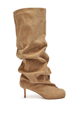 AZALEA WANG RANDALL NUDE RUCHED SUEDE BOOT