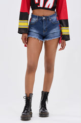 COME DOWN LACE DETAIL DENIM SHORT