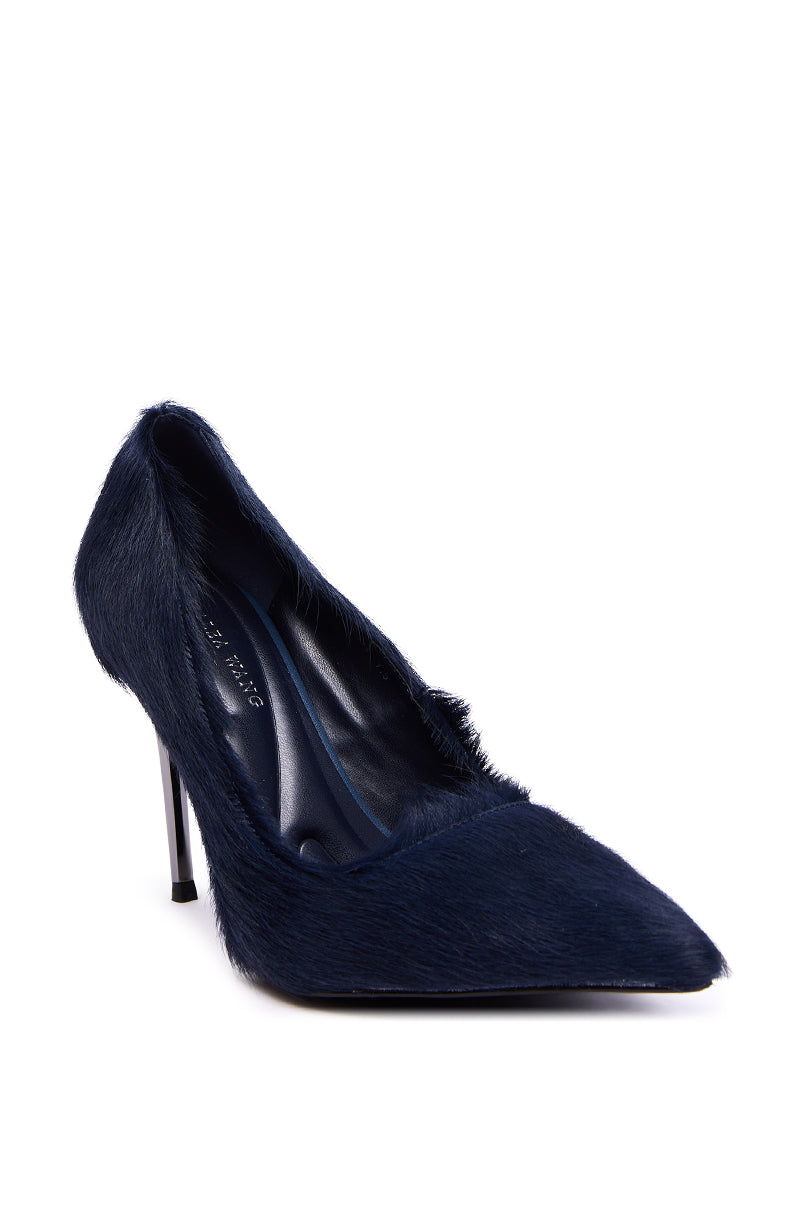 AZALEA WANG ROSEE NAVY PONY HAIR PUMP