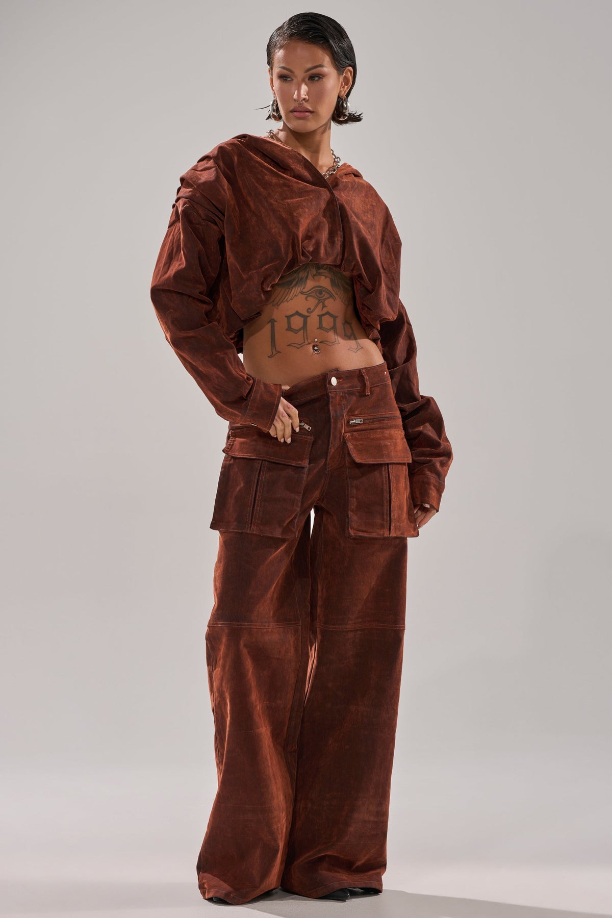 THINK ABOUT YOU ALL THE TIME VELVET DENIM CARGO TROUSER