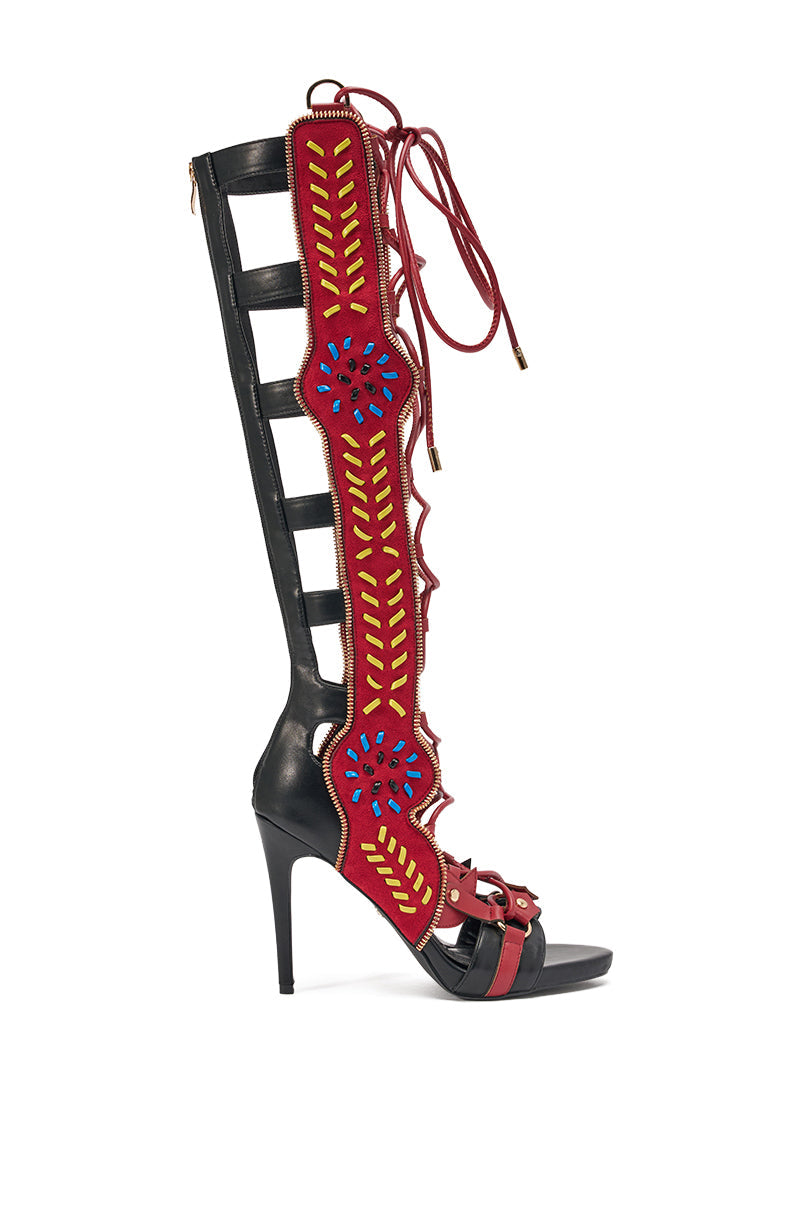 AZALEA WANG SHAI BLACK MULTI GLADIATOR SANDAL