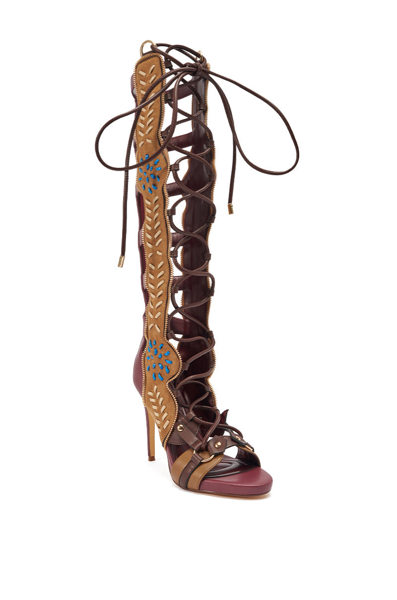 AZALEA WANG SHAI PLUM MULTI GLADIATOR SANDAL