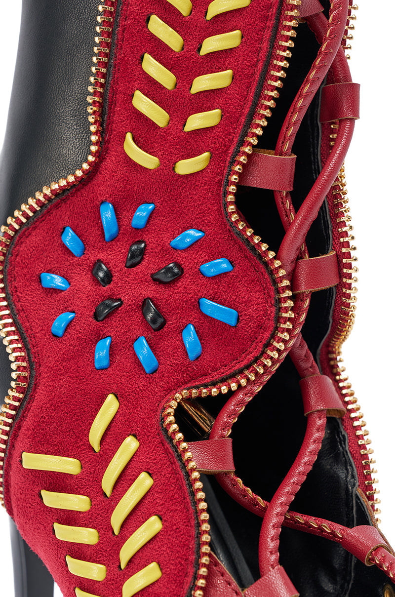 AZALEA WANG SHAINIA BLACK MULTI SUEDE STILETTO SANDAL