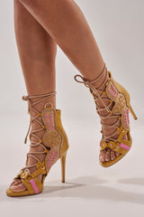 AZALEA WANG SHAINIA MUSTARD MULTI STILETTO SANDAL