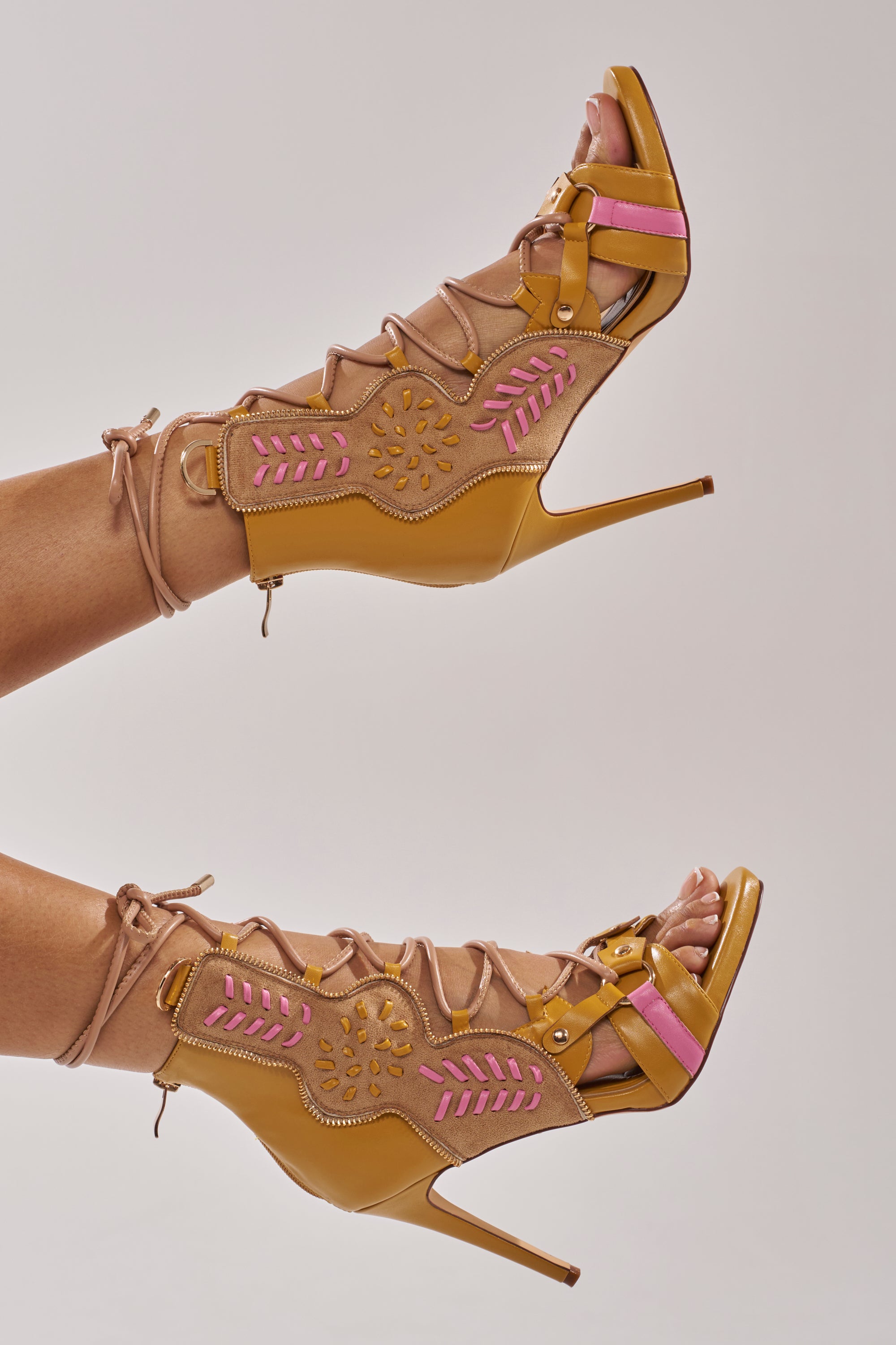 AZALEA WANG SHAINIA MUSTARD MULTI STILETTO SANDAL