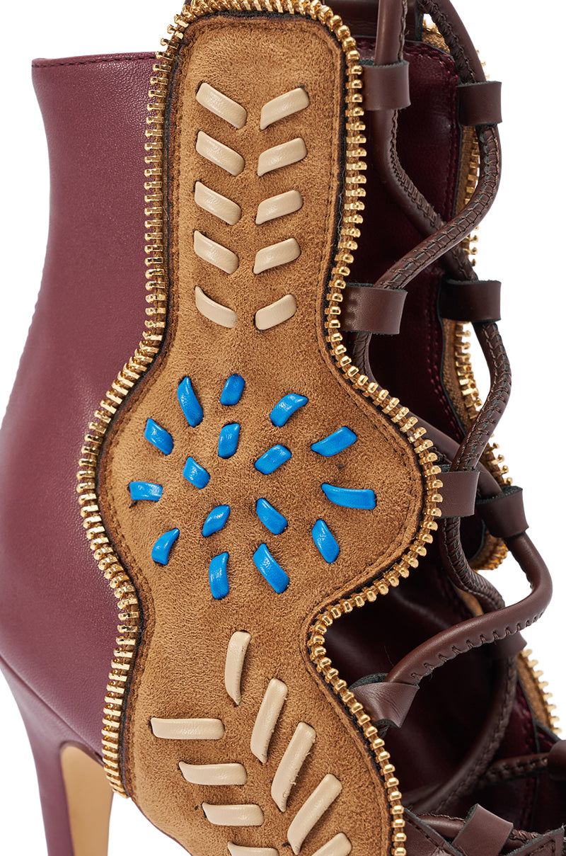 AZALEA WANG SHAINIA PLUM MULTI FAUX SUEDE STILETTO SANDAL