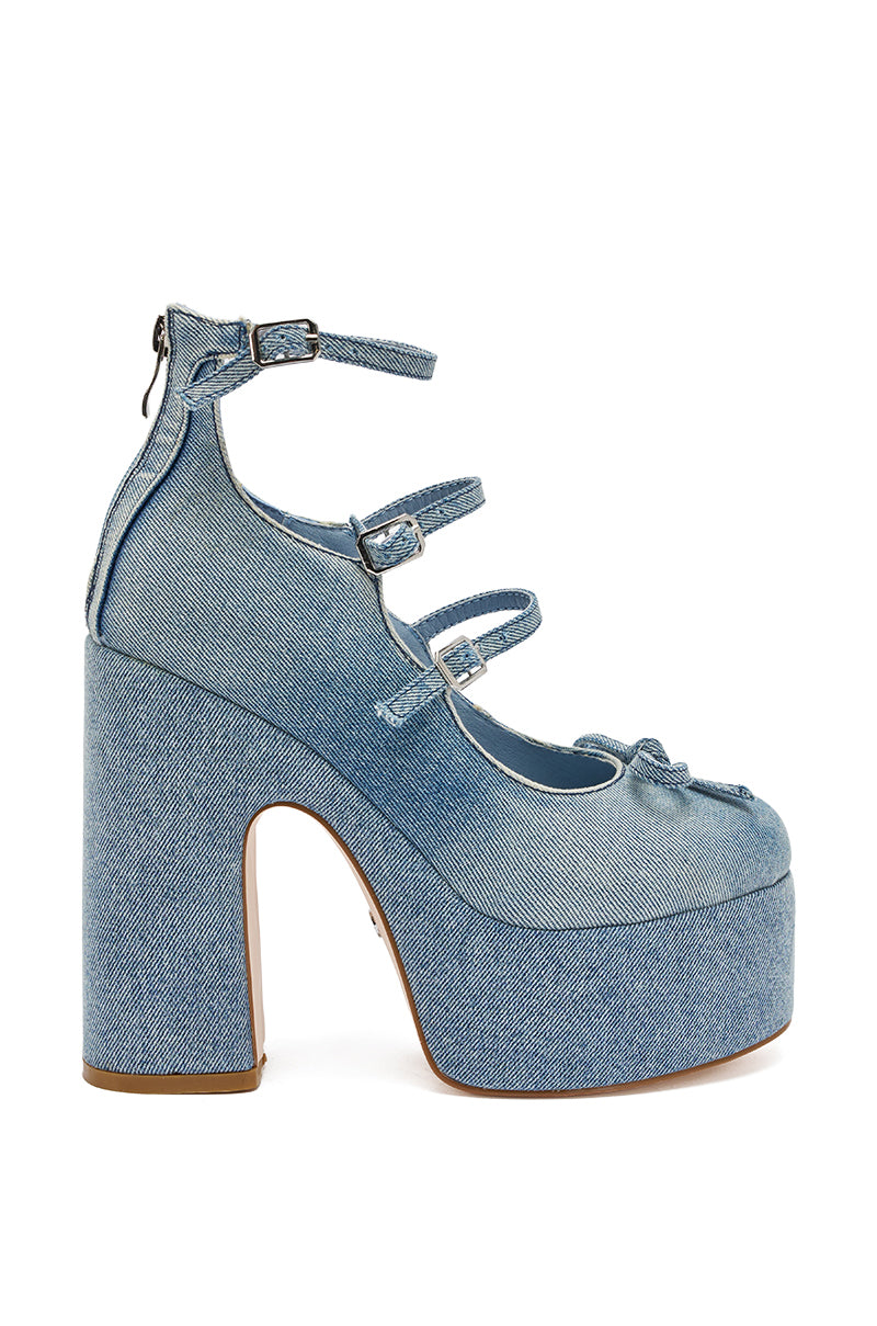 AZALEA WANG SPROUT DENIM CHUNKY PUMP