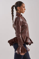 CARMEN BODYCON BLAZER IN BURGUNDY