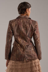 CELESTE EMBELLISHED BROCADE BLAZER