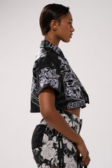 MAKE IT OFFICIAL FAUX LEATHER BUTTON DOWN IN BLACK