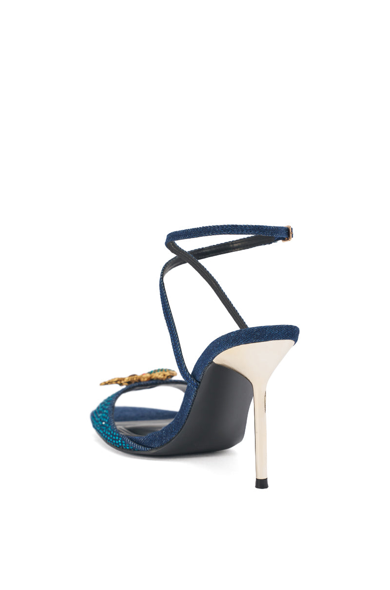 AZALEA WANG TREETOK DENIM RHINESTONE STILETTO SANDAL
