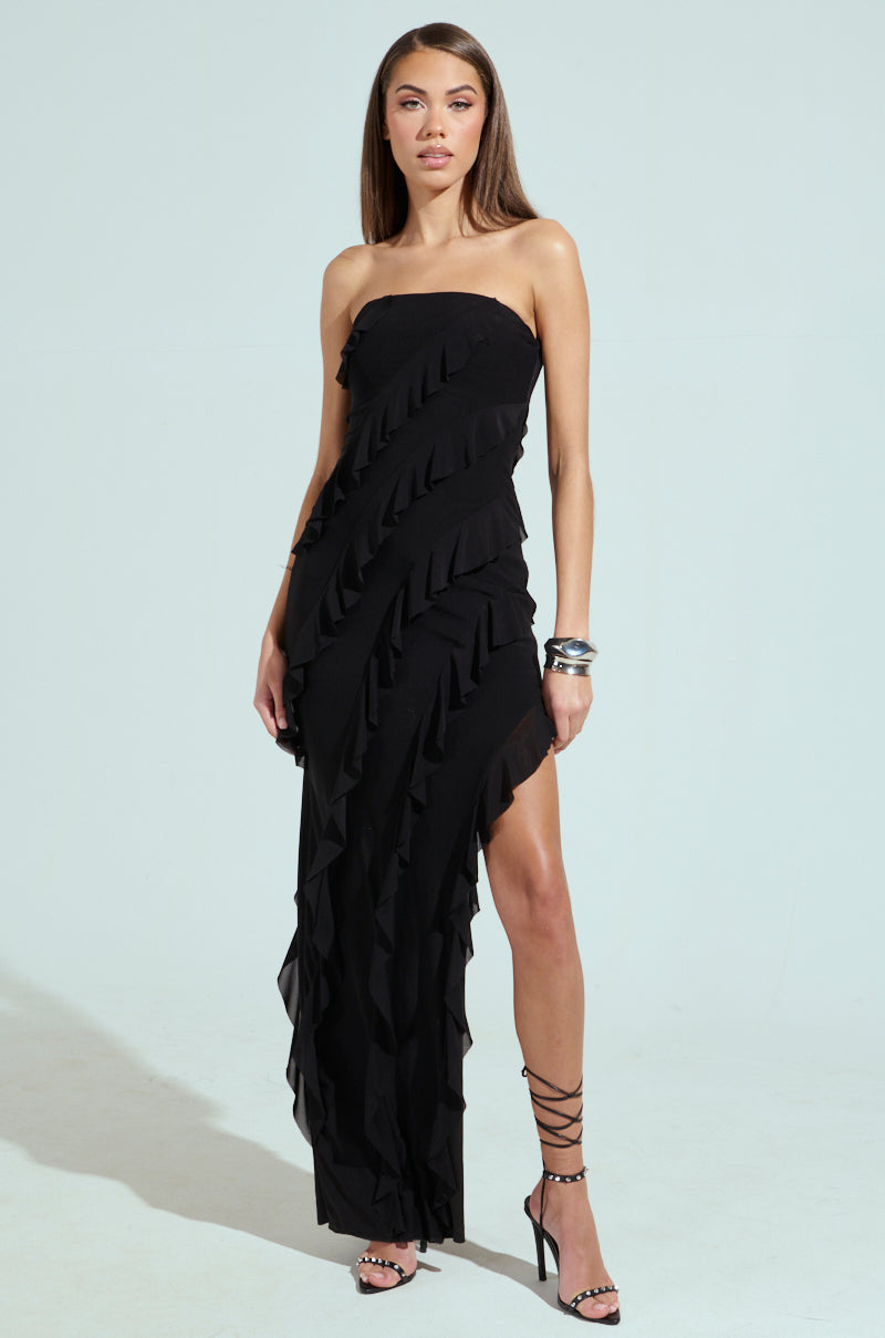 ELLA MESH BLACK TUBE DRESS