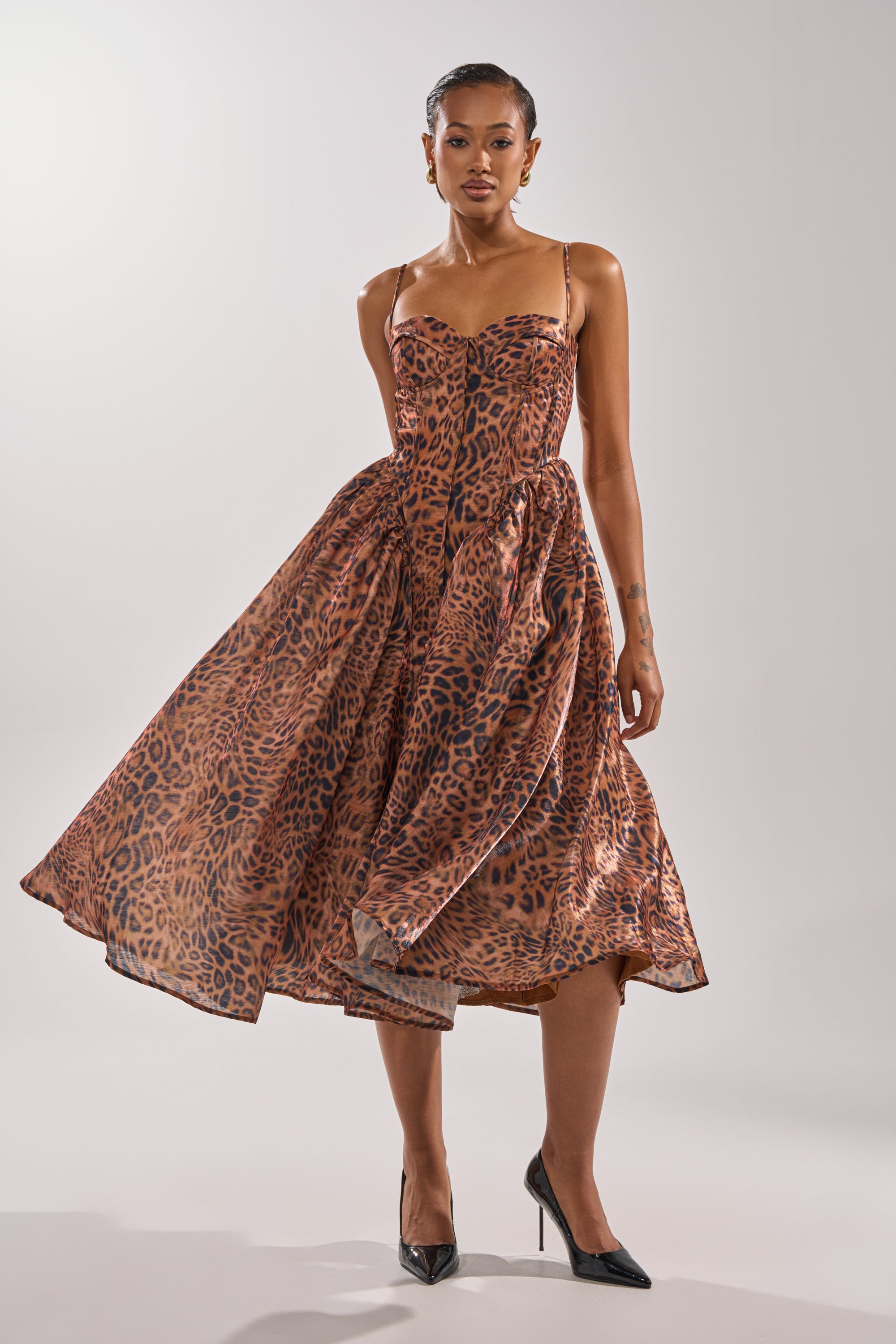 CHEETAH SISTERS MIDI DRESS