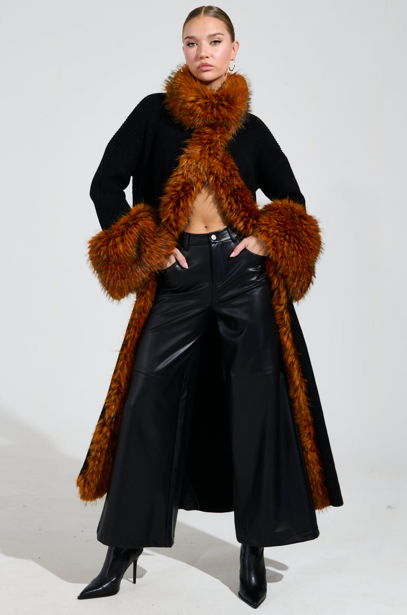 SNOWY NIGHT LONG CARDIGAN IN BLACK