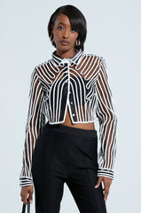 EVA LONG SLEEVE BUTTON DOWN STRIPED SHIRT