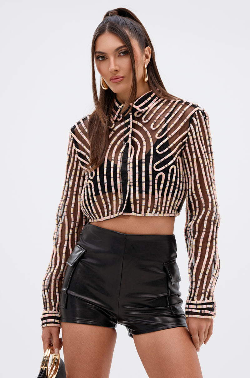 EVA LONG SLEEVE BUTTON DOWN STRIPED SHIRT