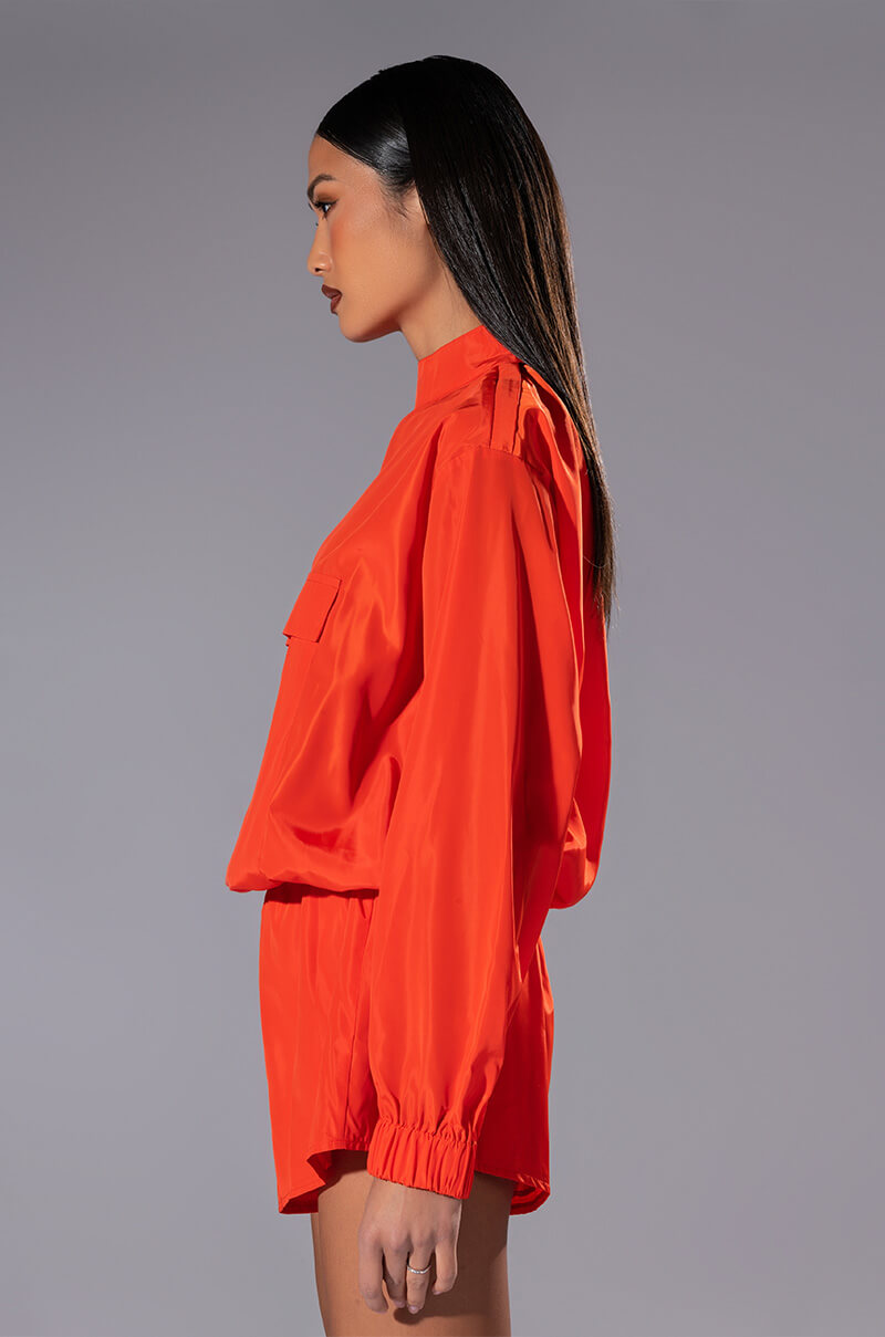 ALL DAY ERRANDS LIGHT WEIGHT ROMPER IN ORANGE