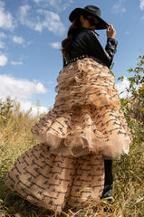 ALL EYES ON ME HIGH LOW TULLE DRESS LIGHT BROWN