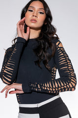 ALL THE CUTOUTS SNATCHED BODYSUIT BLACK