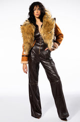 AMAYA SLEEVELESS FAUX LEATHER JUMPSUIT