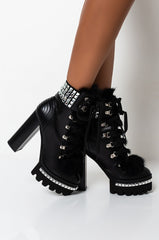 AZALEA WANG NOT MY TYPE CHUNKY HEEL BOOTIE IN BLACK