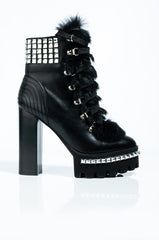 AZALEA WANG NOT MY TYPE CHUNKY HEEL BOOTIE IN BLACK