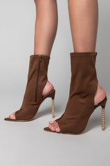 AZALEA WANG ALL YOU NEED IS ME TONIGHT STILETTO BOOTIE IN BROWN