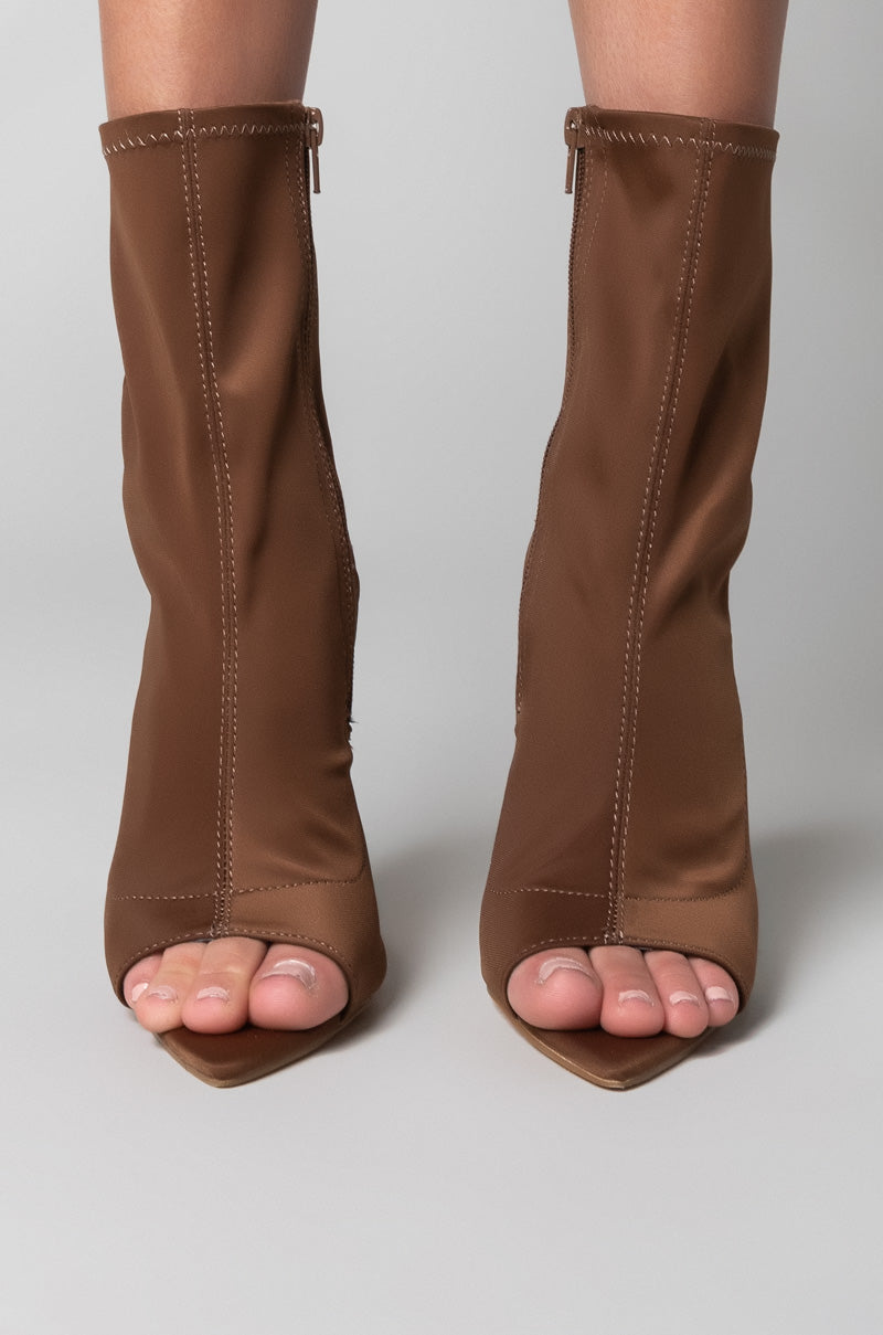 AZALEA WANG ALL YOU NEED IS ME TONIGHT STILETTO BOOTIE IN BROWN