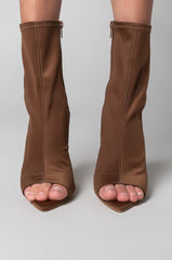 AZALEA WANG ALL YOU NEED IS ME TONIGHT STILETTO BOOTIE IN BROWN