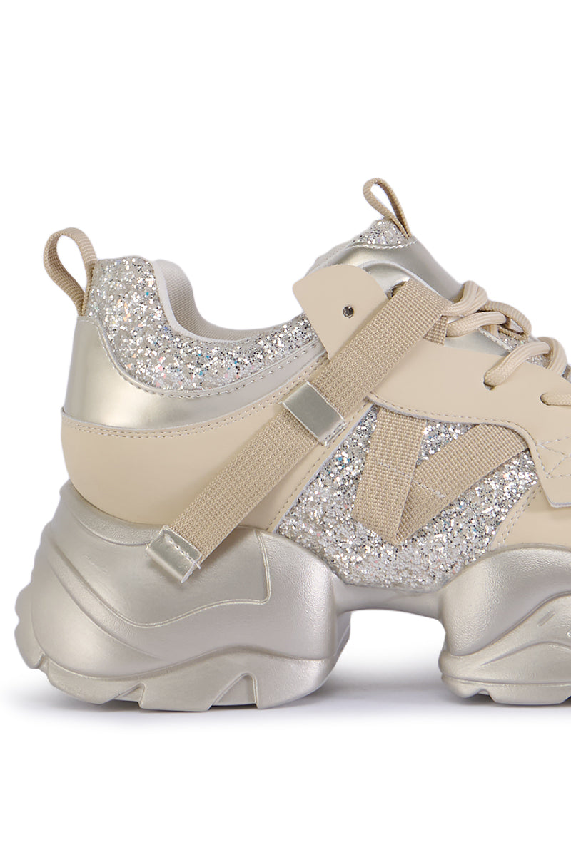 AZALEA WANG AMADO CHUNKY SILVER SNEAKER