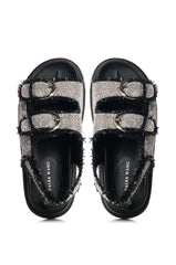 AZALEA WANG BASIA BLACK SILVER RHINESTONE SANDAL
