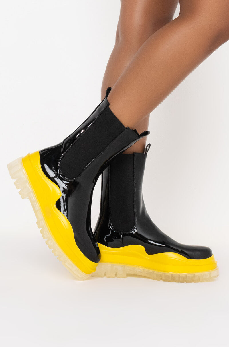 AZALEA WANG CALL IT WHAT YOU WANT FLATFORM BOOTIE IN BLACK MULTI