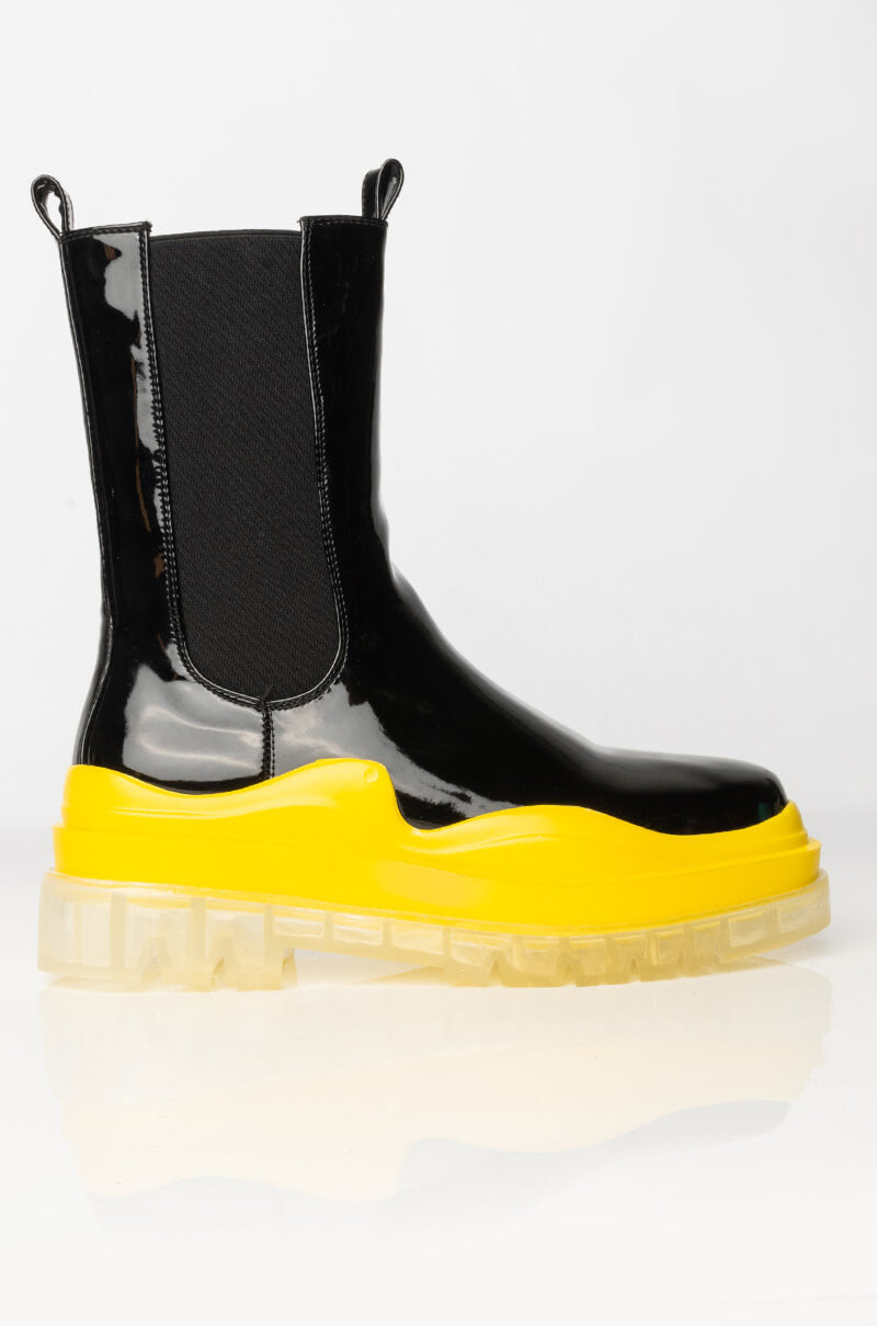 AZALEA WANG CALL IT WHAT YOU WANT FLATFORM BOOTIE IN BLACK MULTI