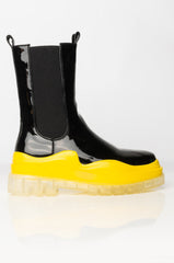AZALEA WANG CALL IT WHAT YOU WANT FLATFORM BOOTIE IN BLACK MULTI