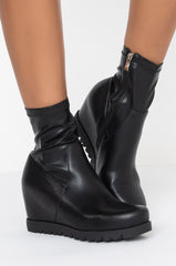 AZALEA WANG CAN'T BREAK US WEDGE BOOTIE IN BLACK
