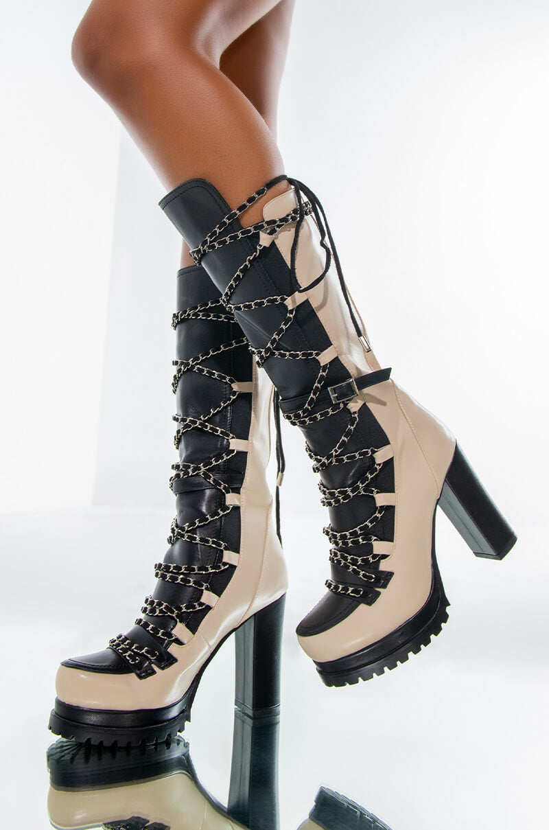 AZALEA WANG CAN'T TOUCH THIS CHUNKY BOOT IN BONE