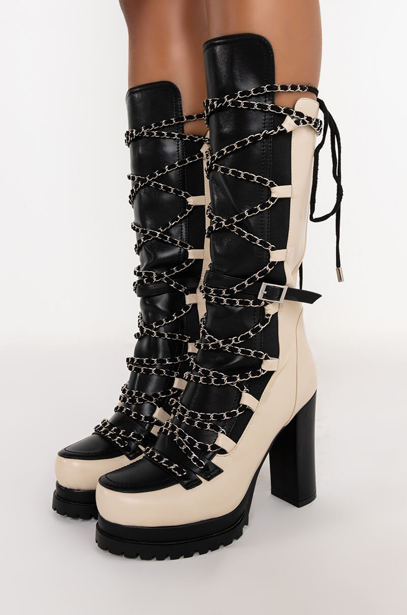 AZALEA WANG CAN'T TOUCH THIS CHUNKY BOOT IN BONE
