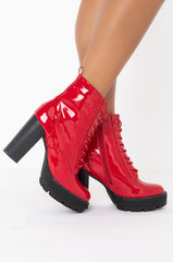 AZALEA WANG CHUNKY HEEL LACE UP BOOTIE