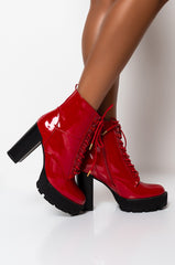 AZALEA WANG CHUNKY HEEL LACE UP BOOTIE