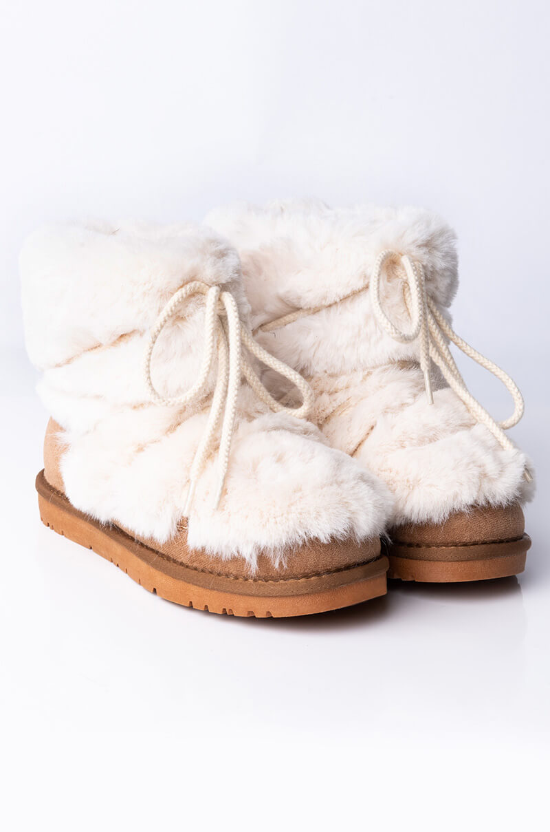 AZALEA WANG COZIED UP FLAT BOOTIE IN BEIGE