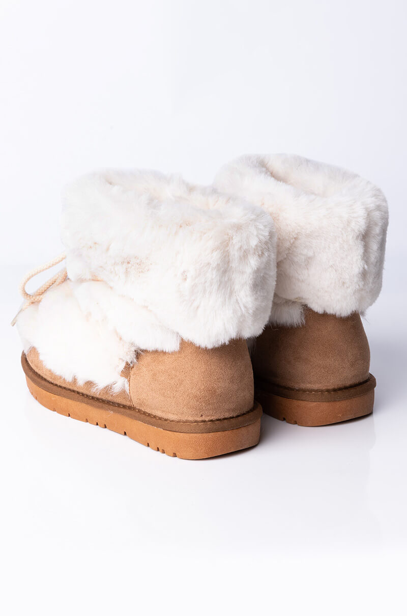 AZALEA WANG COZIED UP FLAT BOOTIE IN BEIGE