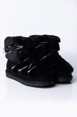 AZALEA WANG COZIED UP FLAT BOOTIE IN BLACK