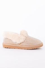 AZALEA WANG COZY ALL NIGHT FLAT SANDAL IN BEIGE