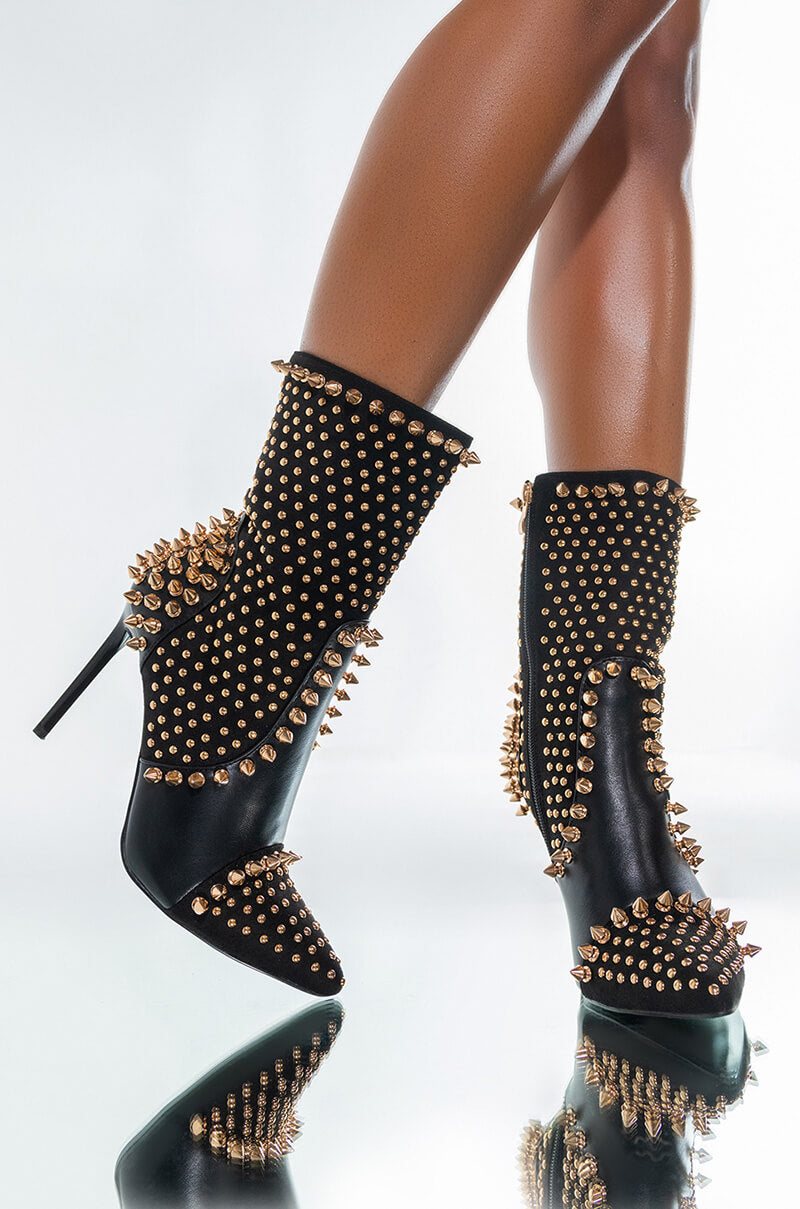 AZALEA WANG DANCIN WITH THE DEVIL STILETTO BOOTIE IN BLACK