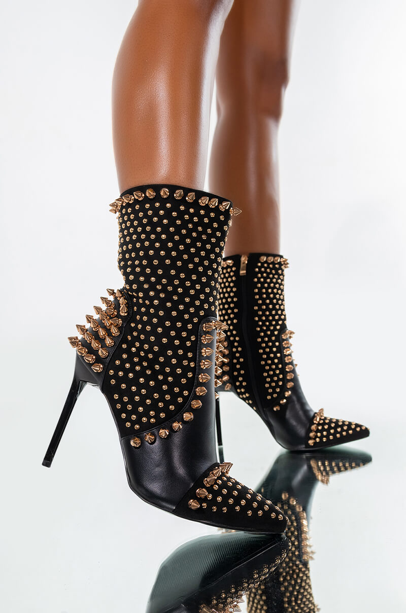 AZALEA WANG DANCIN WITH THE DEVIL STILETTO BOOTIE IN BLACK