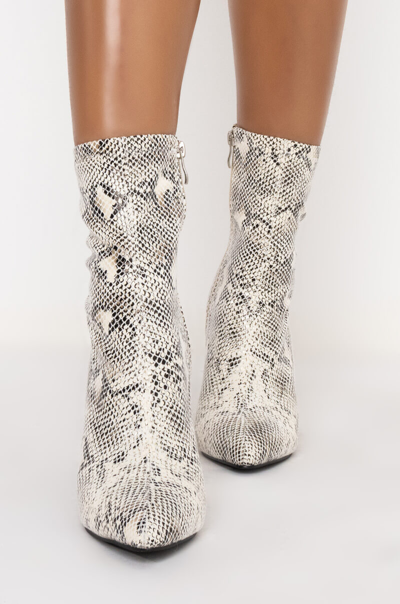 AZALEA WANG DAZED BY YOUR SMILE BOOTIE IN WHITE SNAKE
