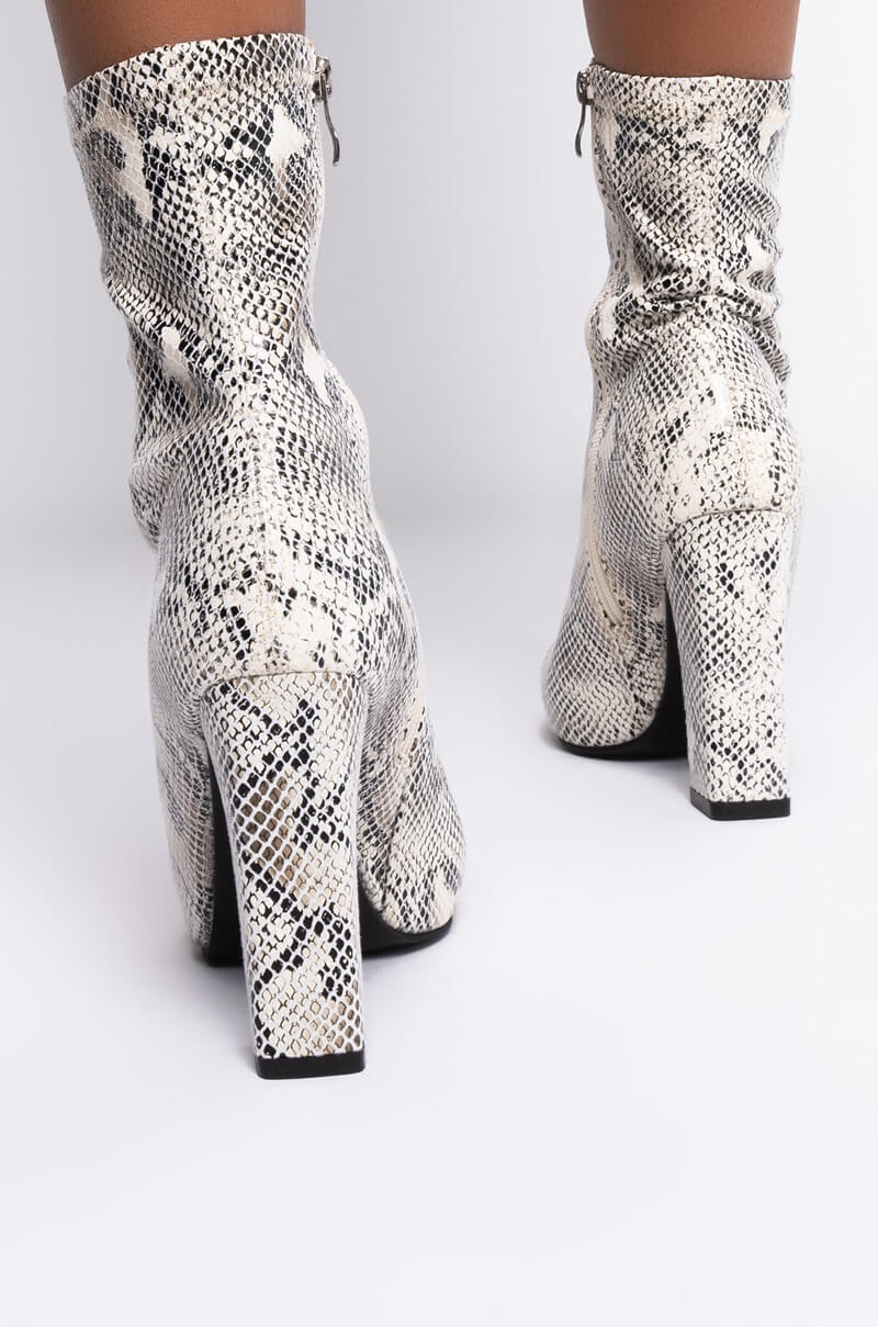 AZALEA WANG DAZED BY YOUR SMILE BOOTIE IN WHITE SNAKE